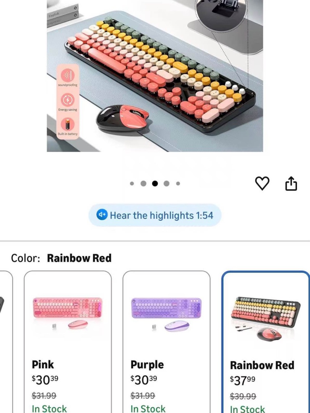 Wireless Retro Round-Key Keyboard & Matching Mouse - Multicolor - Picture 8 of 8